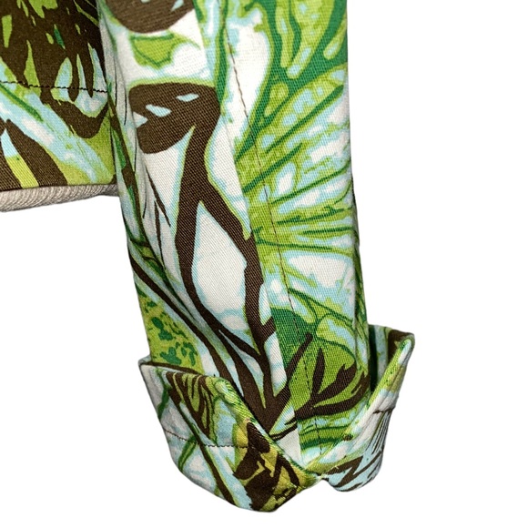 Maggie London Sz6 Green Brown Leaf Print Jacket - Picture 6 of 9